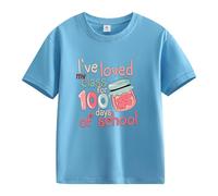 vaolkwsacz Spring and Autumn New Fashionable Mignon Print Comfortable Version of The Girls Printed T Shirt 2 in 1 Blouse Femme, bleu ciel, 8-9 ans