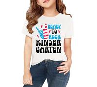 vaolkwsacz T-shirt à manches courtes pour et filles au printemps, et impression 2D personnalisée "". Col rond, confortable, décontracté, manches courtes Hauts Adolescents Filles, Blanc., 8-9 ans