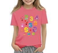 vaolkwsacz T-shirt coloré pour enfant - Jour des maths 2025 - Pour l'école et la journée des mathématiques - T-shirt pour enfants de village, Rose, 2-3 ans