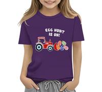 vaolkwsacz T-shirt lapin de Pâques pour enfants avec œufs colorés et design T-shirt doux pour filles Leggings confortables et élégants pour filles, lilas, 12-13 ans