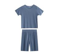 vaolkwsacz Tenue 2 pièces Casual Loose Manches Courtes Pull Hauts & Pantalons Larges Ensembles Survêtement Nouveau Chemises Corset Enfants, bleu, 10-11 ans