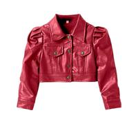 vaolkwsacz Veste de moto courte en cuir pour tout-petits filles à manches longues Manteau décontracté en cuir PU pour 2 à 8 doudounes Garçons Noir, rouge, 2-3 ans