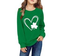 vaolkwsacz Vêtements imprimés quotidiens pour enfants Sweat-shirt décontracté à manches longues col en O Hauts Pull fille avec perles, vert, 4-5 ans