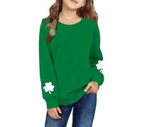 vaolkwsacz Vêtements imprimés quotidiens pour enfants Sweat-shirt décontracté à manches longues col en O Hauts Pull fille avec perles, argenté, 9-10 ans