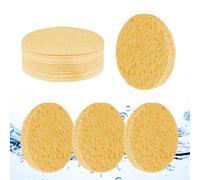 vaolmlop 25pcs Éponge Nettoyante Compressée,Éponges Nettoyantes Quotidiennes En 100% Pulpe De Bois Naturelle Éponge Nettoyante En Coton Masque Exfoliant Démaquillant(Beige jaune)