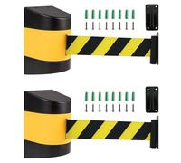 Vaotuoa Nouvelle barrière de Ceinture rétractable de Couleur Jaune et Noire Assortie, pour Le contrôle des foules, barrière de Cordon de sécurité à Montage Mural de 2/3/5/10 m(B,10M/32FT)