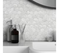 VAOVI Lot de 10 carreaux de dosseret à décoller et à coller - Carreaux de dosseret pour cuisine - Panneaux muraux hexagonaux en marbre (gris ciment, 10 pièces)
