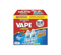 Vape, Bipack Recharge liquide 30 + 30 nuits, efficace contre les moustiques communs et tigres, 18 ml + 18 ml