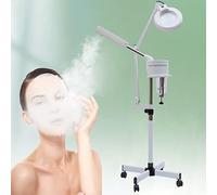 Vapeur 2 en 1 pour le visage - Nettoyeur de pores - Sauna pour le visage - Avec roues universelles et 5 lampes loupes LED - Appareil à vapeur pour la maison, le salon, le spa
