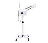 Vapeur facial 3 en 1 avec buse chaude et froide - Sauna facial réglable en hauteur avec lumière LED et loupe - Pour salons de beauté, studios, maison - Blanc