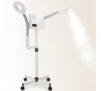 Vapeur facial professionnel 2 en 1 avec lampe grossissante 5x - Technologie de chauffage PTC pour soins de la peau esthéticienne en salon et spa (blanc)