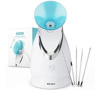 Vapeur Visage Vaporisateur EZBASICS Sauna Spa Facial Chaude Nano Ionique Visage Steamer Humidificateur Appareil Outils Nettoyage Pores 1 Pack + 5 Stainless Steel Skin Kit Clair