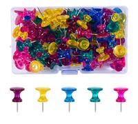 VAPKER Gaint Lot de 100 punaises multicolores transparentes à tête en plastique avec pointe en acier pour tableau d'affichage et tableau en liège