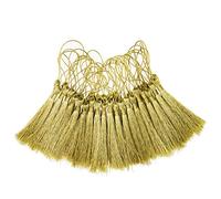 VAPKER Lot de 100 Glands métalliques en Fil d'or 13 cm/12,7 cm Mini Glands en Fil d'or avec Boucle métallique de 5,1 cm pour vêtements, Cartes de Mariage, Fabrication de Bijoux