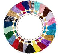 VAPKER Lot de 100 mini pompons de 2 cm - Couleurs mélangées - Fait à la main - Avec anneau doré - Pour boucles d'oreilles, bijoux, colliers, accessoires de bricolage