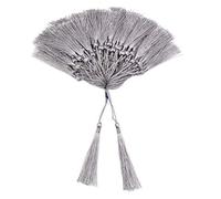 VAPKER Lot de 100 Pompons argentés de 13 cm - Fabriqués à la Main - avec Boucle de Cordon de 5 cm - pour la Fabrication de Bijoux, projets de Bricolage, Marque-Pages