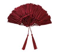 VAPKER Lot de 100 pompons doux et soyeux faits à la main en fil dentaire avec boucle (5 cm) - pour la fabrication de bijoux, projets de bricolage, marque-pages - Rouge foncé - 13 cm