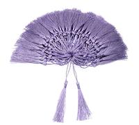 VAPKER Lot de 100 pompons doux et soyeux faits à la main en fil dentaire avec boucle (5 cm) - pour la fabrication de bijoux, projets de bricolage, marque-pages - Violet - 13 cm