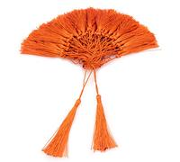 VAPKER Lot de 100 pompons doux et soyeux faits à la main en fil dentaire avec boucle (5 cm) - pour la fabrication de bijoux, projets de bricolage, marque-pages - Orange foncé - 13 cm
