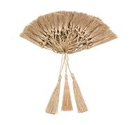 VAPKER Lot de 100 pompons doux et soyeux faits à la main en fil dentaire avec boucle (5 cm) - pour la fabrication de bijoux, projets de bricolage, marque-pages - Blé - 13 cm