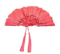 VAPKER Lot de 100 pompons doux et soyeux faits à la main en fil dentaire avec boucle (5 cm) - pour la fabrication de bijoux, projets de bricolage, marque-pages - Corail vif - 13 cm