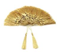 VAPKER Lot de 100 pompons doux et soyeux faits à la main en fil dentaire avec boucle (5 cm) - pour la fabrication de bijoux, projets de bricolage, marque-pages - Doré clair - 13 cm