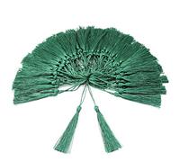 VAPKER Lot de 100 pompons doux et soyeux faits à la main en fil dentaire avec boucle (5 cm) - pour la fabrication de bijoux, projets de bricolage, marque-pages - Vert - 13 cm