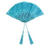 VAPKER Lot de 100 pompons doux et soyeux faits à la main en fil dentaire avec boucle (5 cm) - pour la fabrication de bijoux, projets de bricolage, marque-pages - Bleu clair - 13 cm