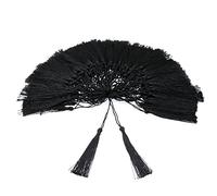 VAPKER Lot de 100 pompons doux et soyeux faits à la main en fil dentaire avec boucle (5 cm) - pour la fabrication de bijoux, projets de bricolage, marque-pages - Noir - 13 cm