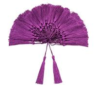 VAPKER Lot de 100 pompons doux et soyeux faits à la main en fil dentaire avec boucle (5 cm) - pour la fabrication de bijoux, projets de bricolage, marque-pages - Aubergine - 13 cm