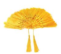 VAPKER Lot de 100 pompons doux et soyeux faits à la main en fil dentaire avec boucle (5 cm) - pour la fabrication de bijoux, projets de bricolage, marque-pages - Jaune - 13 cm