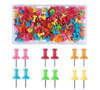 VAPKER Lot de 120 punaises multicolores solides avec tête en plastique et pointe en acier pour tableau d'affichage