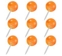 VAPKER Lot de 150 punaises de grande taille en orange - punaises à tête ronde de 9,5 mm avec pointe en acier et tête en plastique transparent pour images, affiches, documents