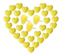 VAPKER Lot de 150 punaises en forme de cœur avec pointe en acier - Punaises jaunes mignonnes en plastique - Épingles décoratives avec pointe en acier pour cartes murales, photos, mur