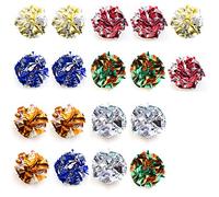 VAPKER Lot de 18 grandes balles froissées colorées en Mylar pour chat (couleur aléatoire) 6 cm