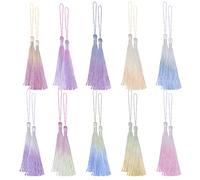 VAPKER Lot de 20 mini pompons doux et soyeux faits à la main en fil dentaire avec boucle de cordon pour signets, travaux manuels et fabrication de bijoux (10 couleurs)