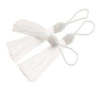 VAPKER Lot de 20 pompons blancs de 15 cm avec tête d'ananas à coudre - Mini pompons avec boucle de cordon pour porte-clés, boucles d'oreilles, bijoux, loisirs créatifs