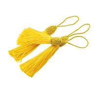 VAPKER Lot de 20 pompons jaunes avec tête d'ananas à coudre en fil soyeux avec boucle pour porte-clés, boucles d'oreilles, bijoux, loisirs créatifs - 15 cm