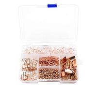 VAPKER Lot de 400 punaises pour classeur, trombones, cartes, 5 styles, fournitures de bureau or rose pour l'école et la maison