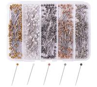 VAPKER Lot de 500 épingles à coudre à tête perlée de 38 mm pour décoration florale couturière (5 couleurs)
