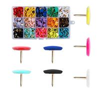 VAPKER Lot de 600 punaises colorées avec tête ronde plate, pointe en acier doré, 15 couleurs, décoration pour la maison, l'école, le bureau