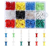 VAPKER Lot de 720 punaises à tête en plastique avec pointe en acier - 12 couleurs assorties - Pour tableau d'affichage scolaire et maison