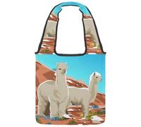 VAPOKF Alpaca at the Desert Sac fourre-tout en toile pour femme, grand sac de transport réutilisable, sac à bandoulière pour l'école, le travail, le bureau, les voyages, le shopping, décontracté