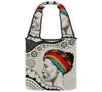 VAPOKF Beau sac fourre-tout en toile motif turban ethno tribal pour femme africaine, grand sac de transport réutilisable, sac à bandoulière pour l'école, le travail, le bureau, les voyages, le