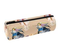 VAPOKF Belle trousse à crayons en cuir avec ailes d'anges avec ailes pour crayons, pièces de monnaie, maquillage, pour étudiants, papeterie, école, bureau, multicolore, 20x6.3cm/7.9x2.5in, Trousse à