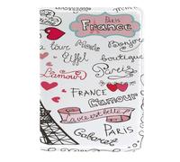 VAPOKF Bonjour Paris Porte-passeport de voyage en cuir pour cartes 11,5 x 16,5 cm, multicolore, 11.5x16.5cm/4.5x6.5 in, Vintage