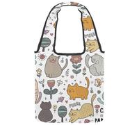 VAPOKF Cats in Paradise Sac fourre-tout en toile pour femme, grand sac de transport réutilisable, sac à bandoulière pour l'école, le travail, le bureau, les voyages, le shopping, décontracté