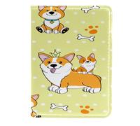 VAPOKF Corgi Étui portefeuille de voyage en cuir pour passeport Motif maman et chiots 11,5 x 16,5 cm, multicolore, 11.5x16.5cm/4.5x6.5 in, Vintage