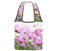 VAPOKF Cosmos Sac fourre-tout en toile motif fleurs pour femme, grand sac de transport réutilisable, sac à bandoulière pour l'école, le travail, le bureau, les voyages, le shopping, décontracté