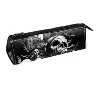 VAPOKF Crânes Halloween Château Arbre mort Trousse à crayons Trousse à crayons Pochette cosmétique Sac Compact Zipper Bag